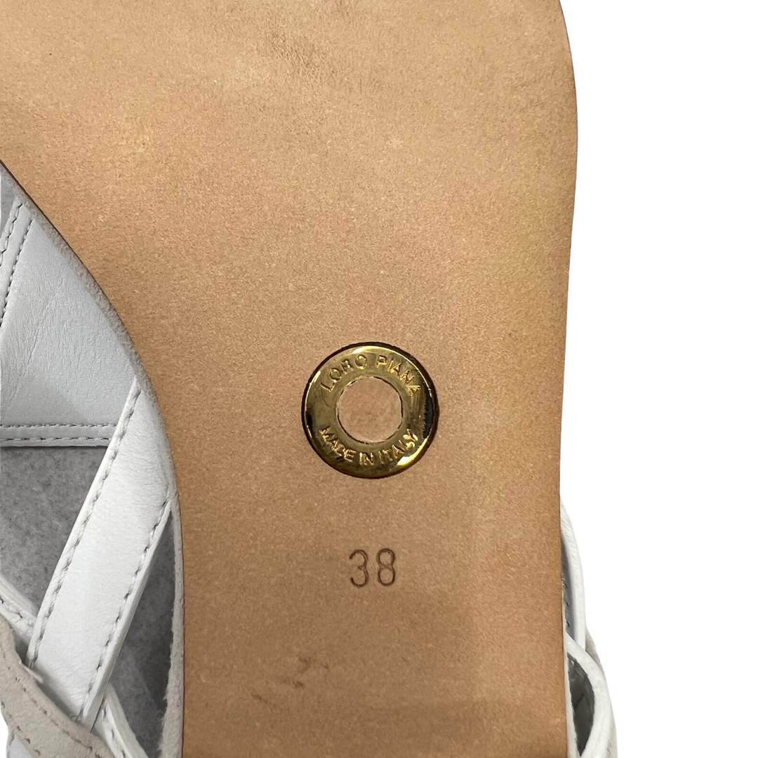 LORO PIANA Scarpa infradito in pelle bianca scamosciata