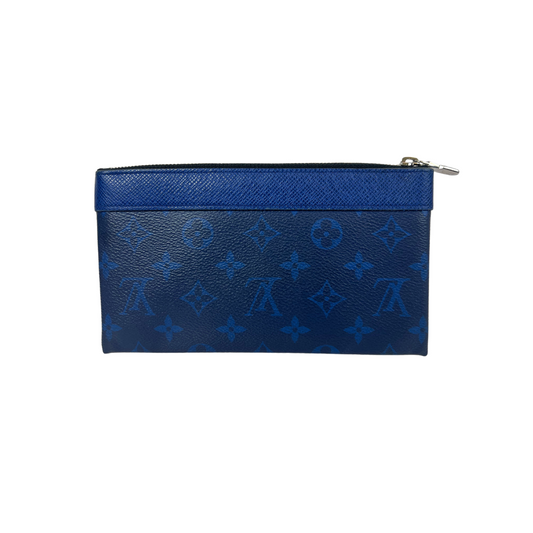 LOUIS VUITTON Borsa pochette rettangolare Monogram blue "Pouch Taiga Rama Cobalt blue"