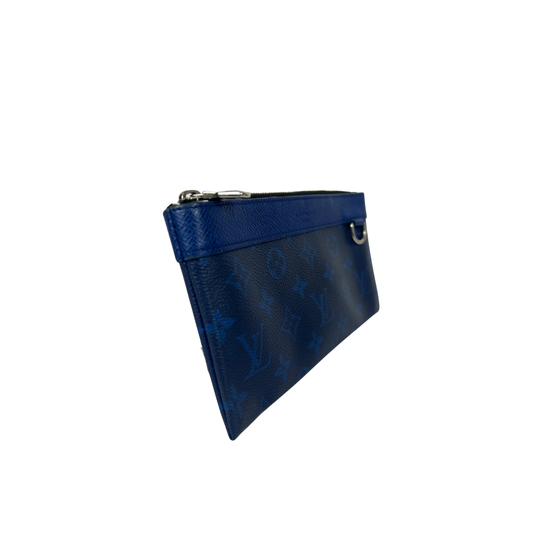 LOUIS VUITTON Borsa pochette rettangolare Monogram blue "Pouch Taiga Rama Cobalt blue"