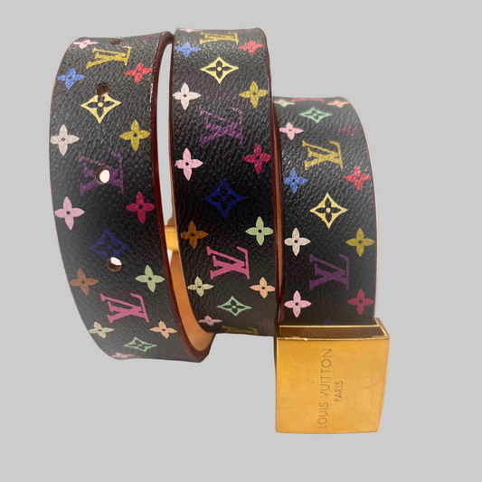 LOUIS VUITTON Cintura in canvas nero monogram multicolor
