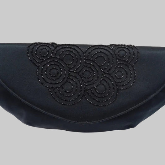 MARIO GIORDANO Pochette in raso nero e catena oro