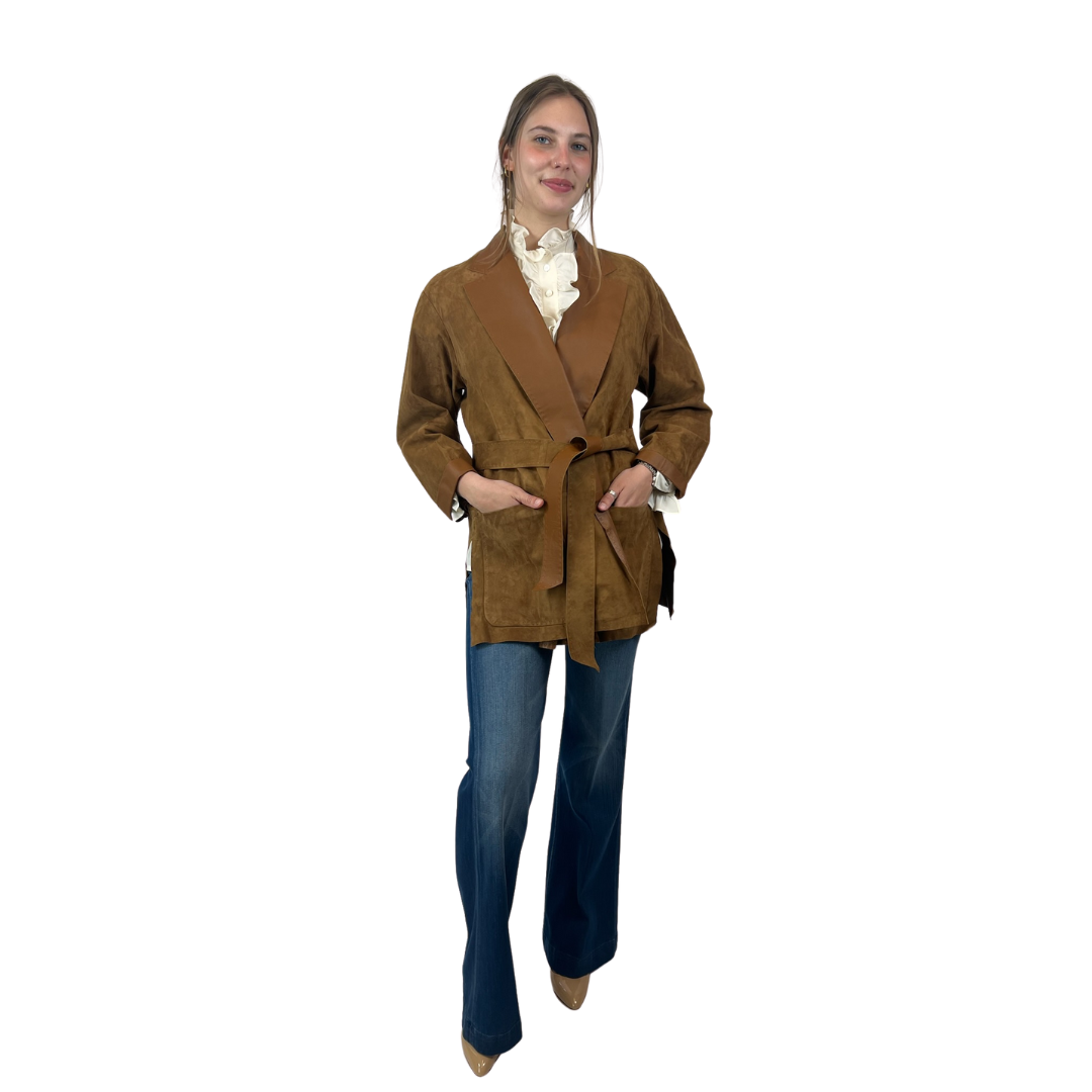 MAX MARA Giacca lunga in renna scamosciata