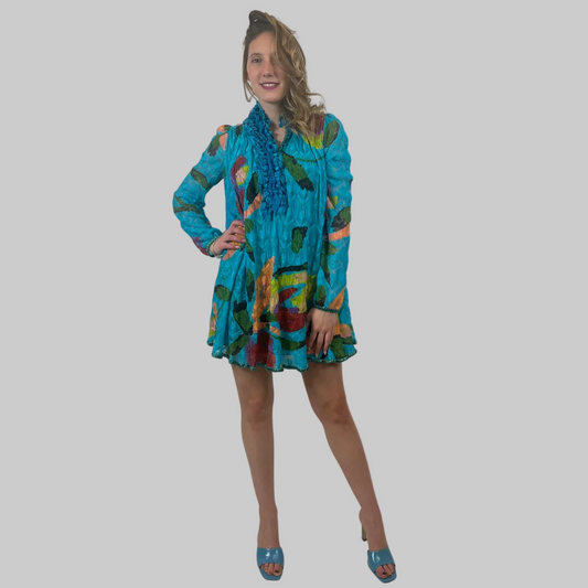 MISSONI Abito in maglia turchese con rush