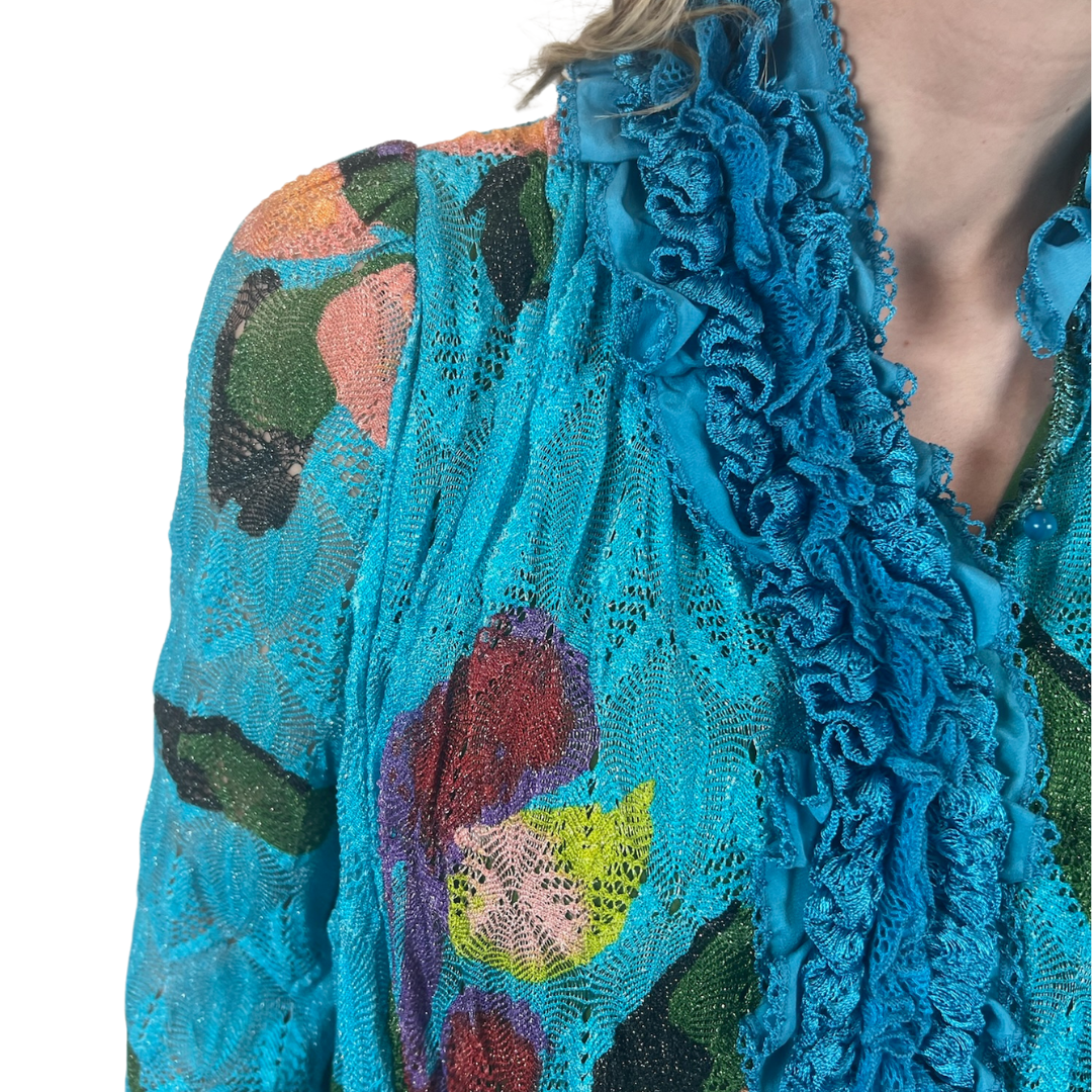 MISSONI Abito in maglia turchese con rush