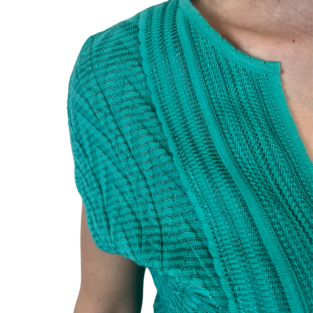 MISSONI Top in maglia turchese lavorato