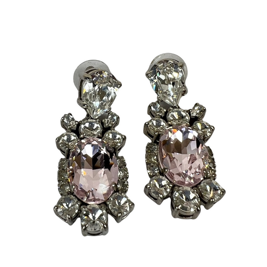 MIU MIU Orecchini pendenti con pietre trasparenti e rosa