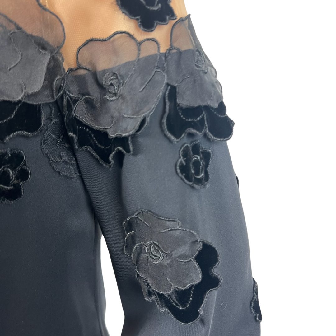 OSCAR DE LA RENTA Casacca in seta nera e organza di seta