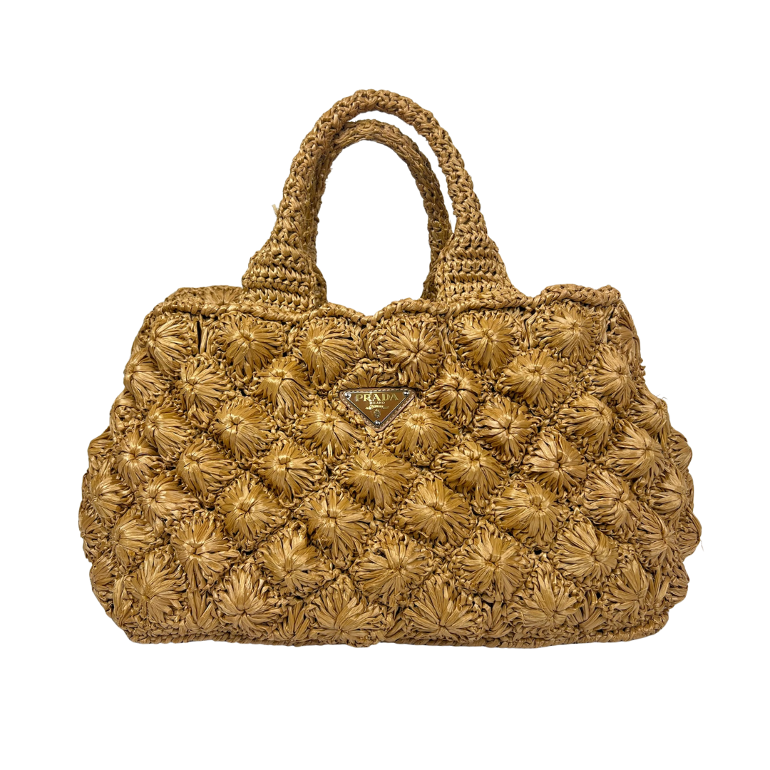 PRADA Borsa 2way in rafia naturale