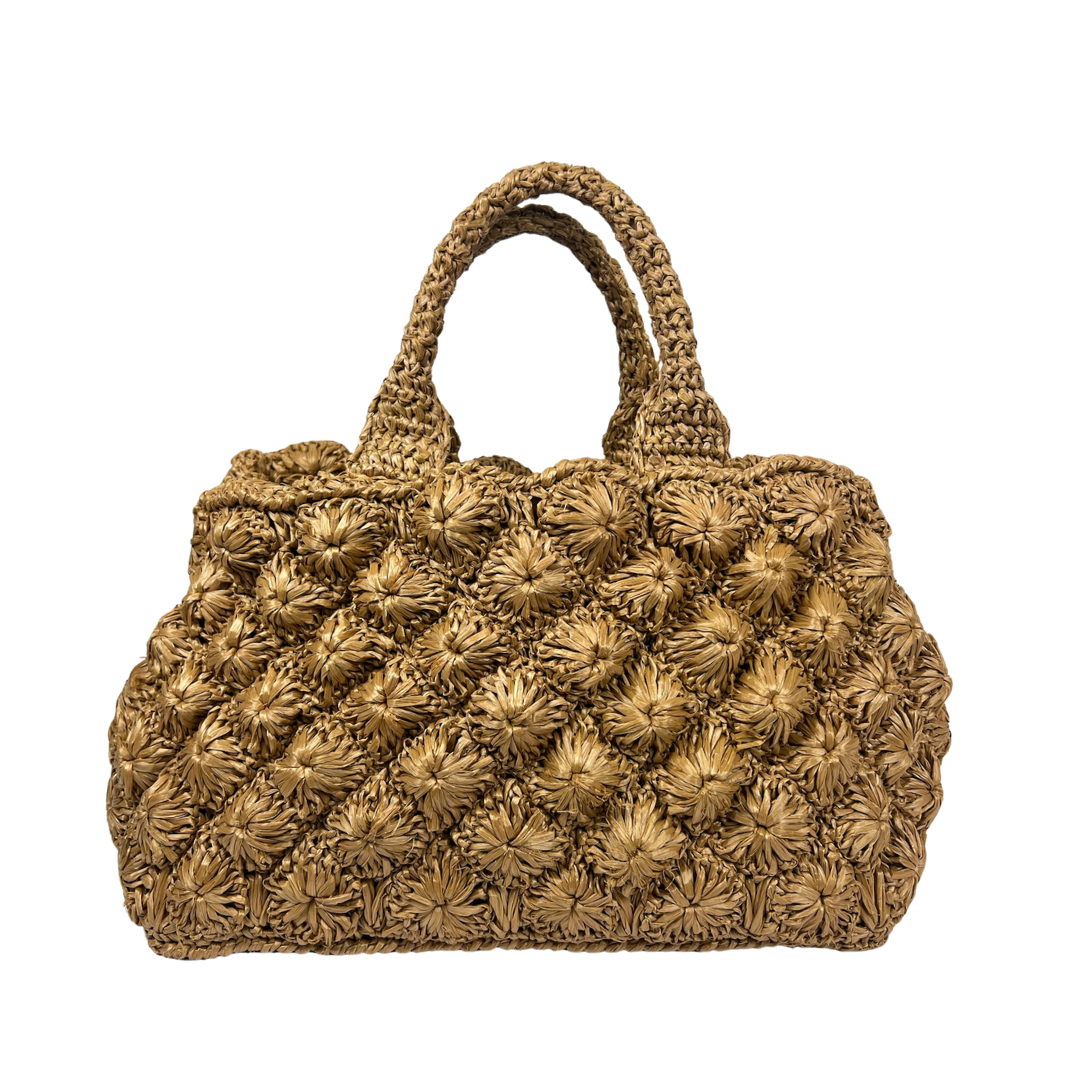 PRADA Borsa 2way in rafia naturale