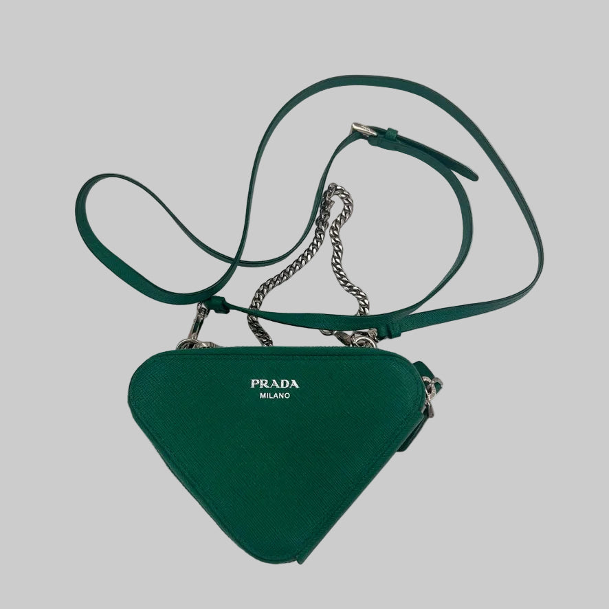 PRADA Borsa Triangle Mini verde prato