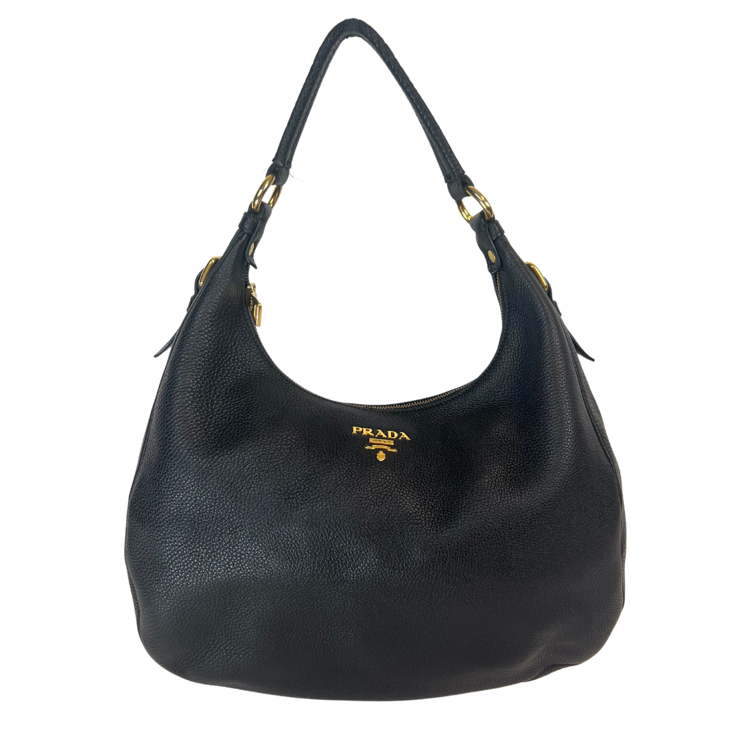 PRADA Borsa pelle martellata nera