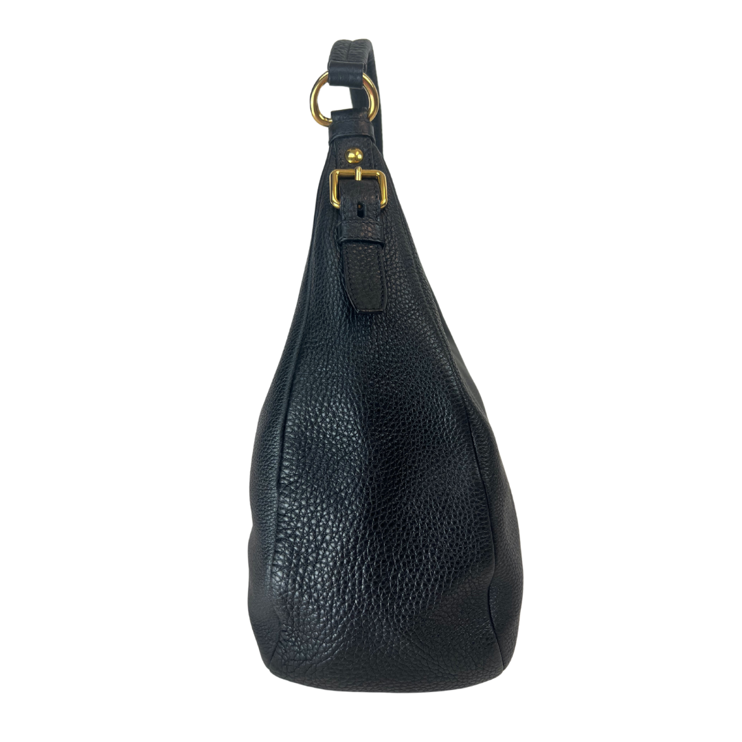 PRADA Borsa pelle martellata nera