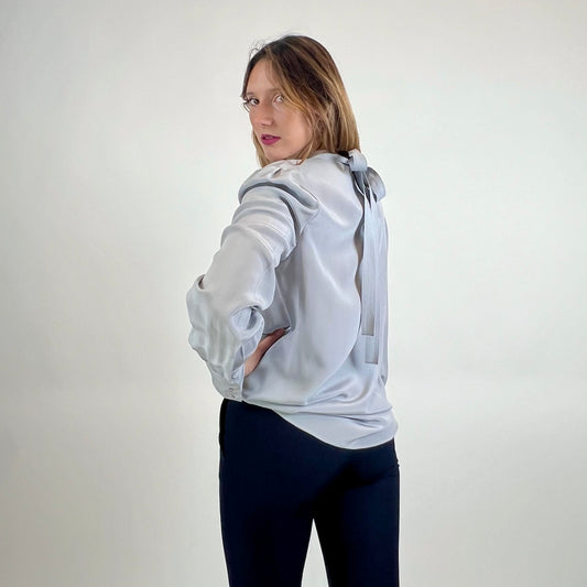 PRADA Camicia in seta azzurro polvere