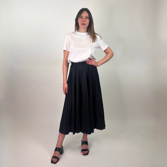 PRADA Gonna plissettata nera con scritte logo