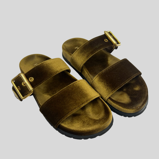 PRADA Sandali in velluto verde marrone