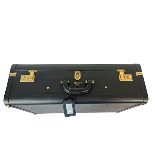PRADA Valigia rigida in pelle saffiano nero