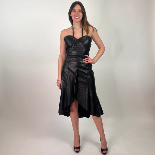 ROBERTO CAVALLI Abito in nappa di pelle nera