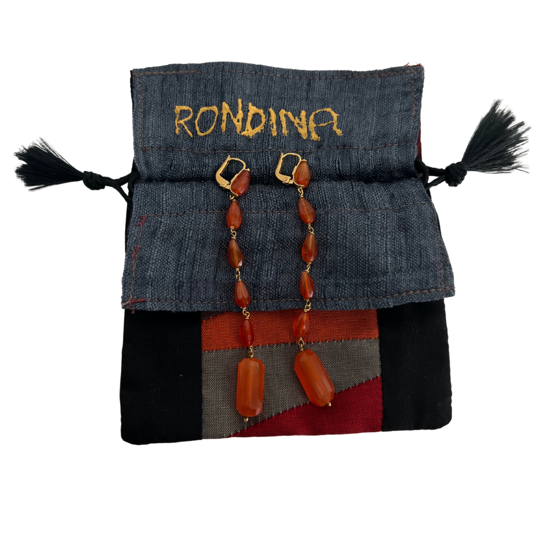 RONDINA Orecchino con pietre arancioni e oro