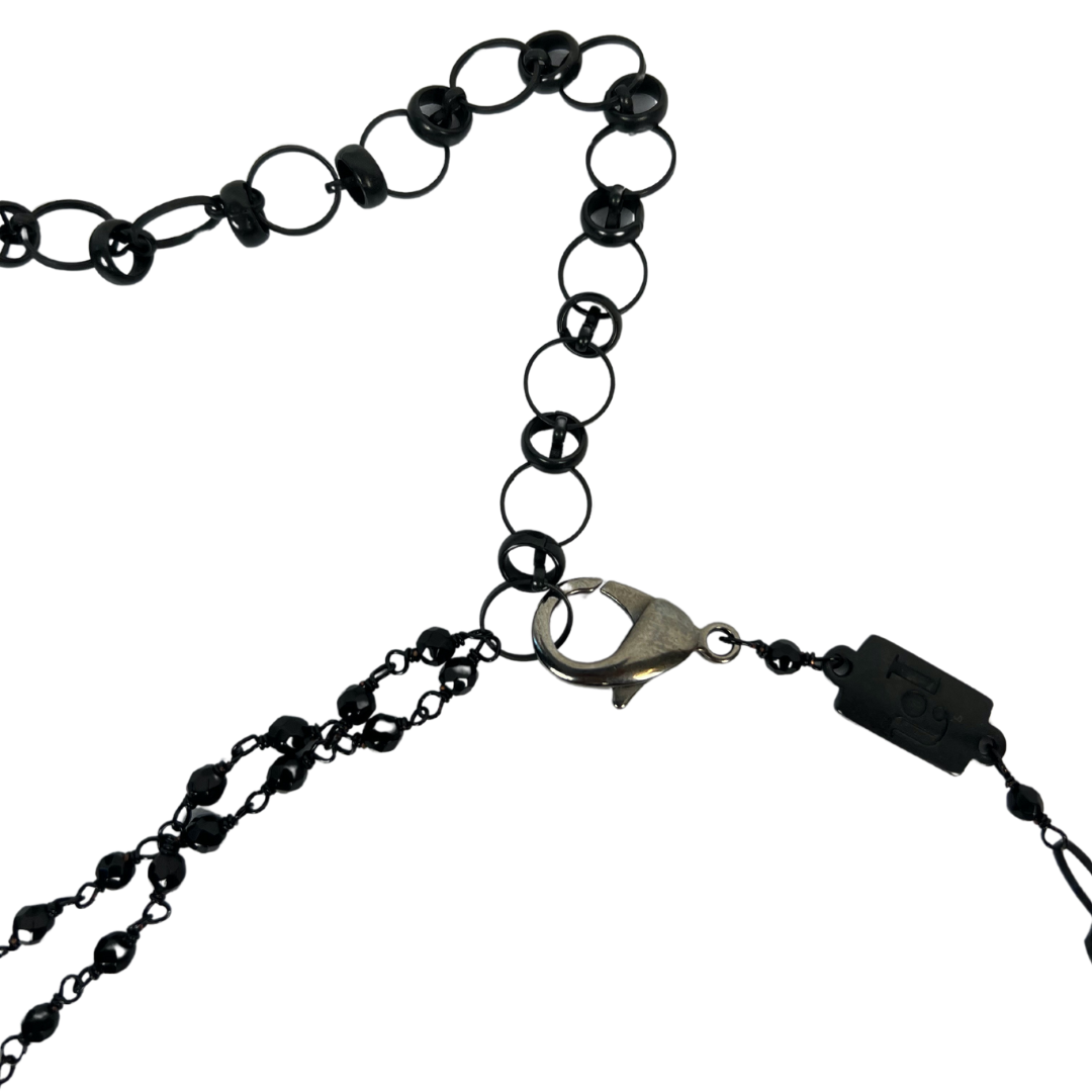 ROSANTICA MILANO Cintura metallica nera con catena di foglie