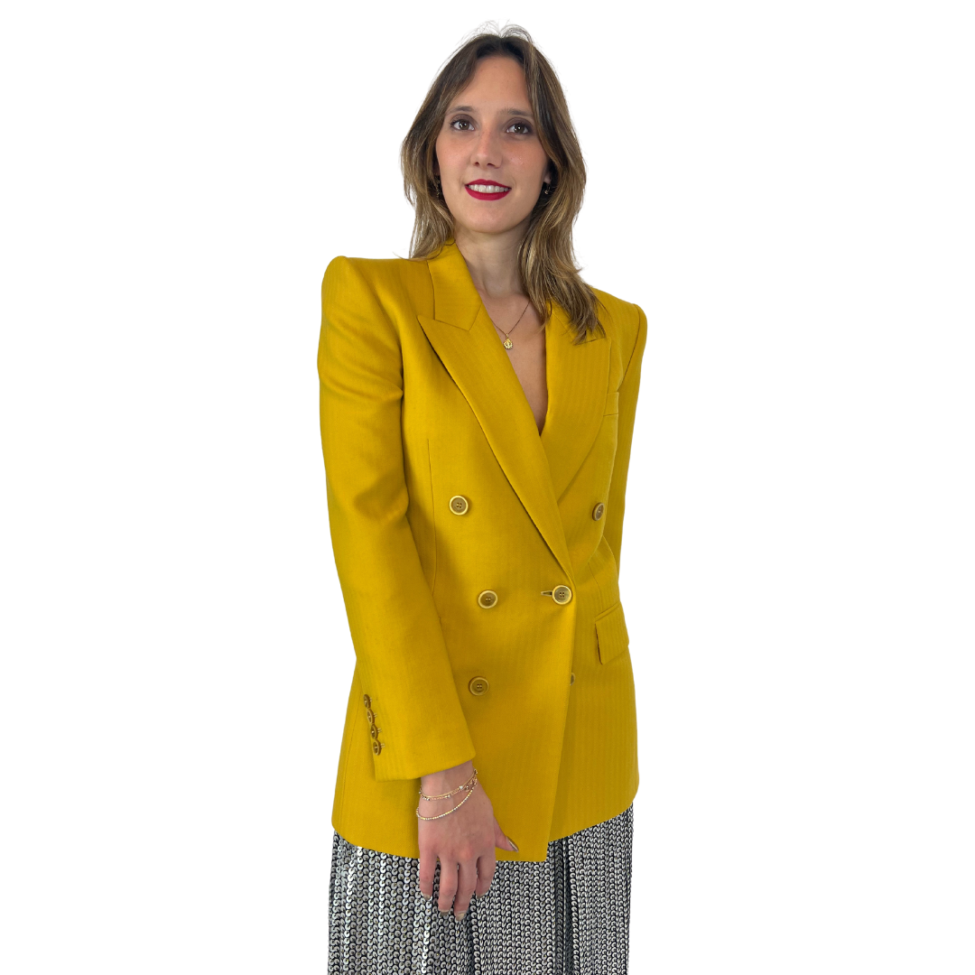 SAINT LAURENT Blazer lungo giallo senape