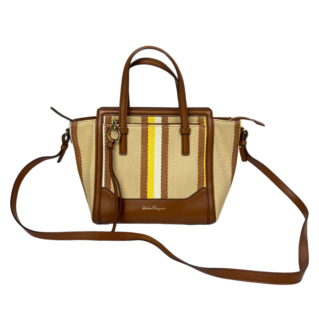 SALVATORE FERRAGAMO Borsa in rafia a righe