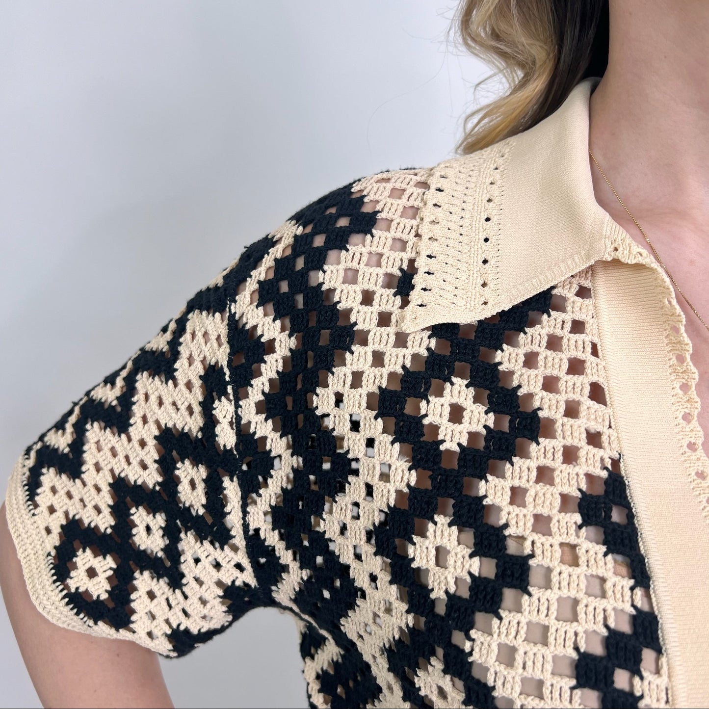 SANDRO Completo tricot nero e beige
