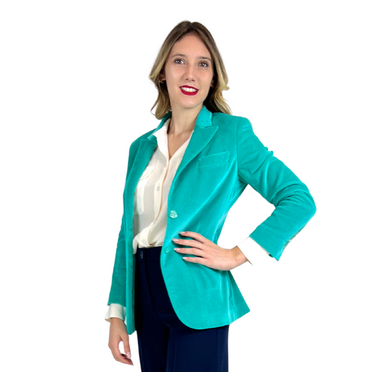 SAULINA Blazer in velluto color tiffany