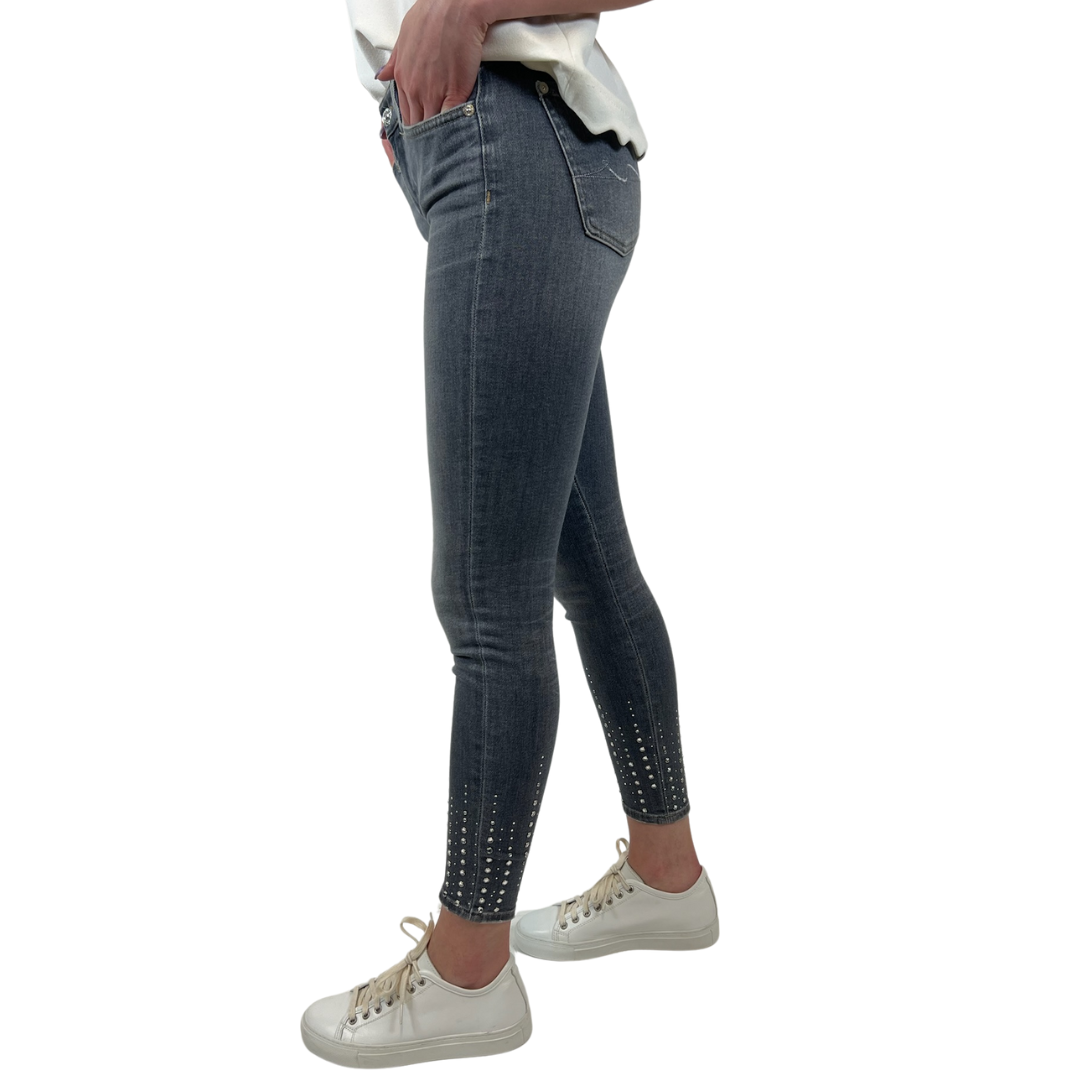 SEVEN Jeans grigio con strass
