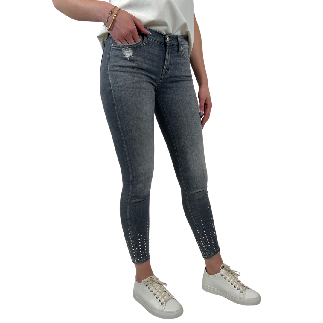 SEVEN Jeans grigio con strass