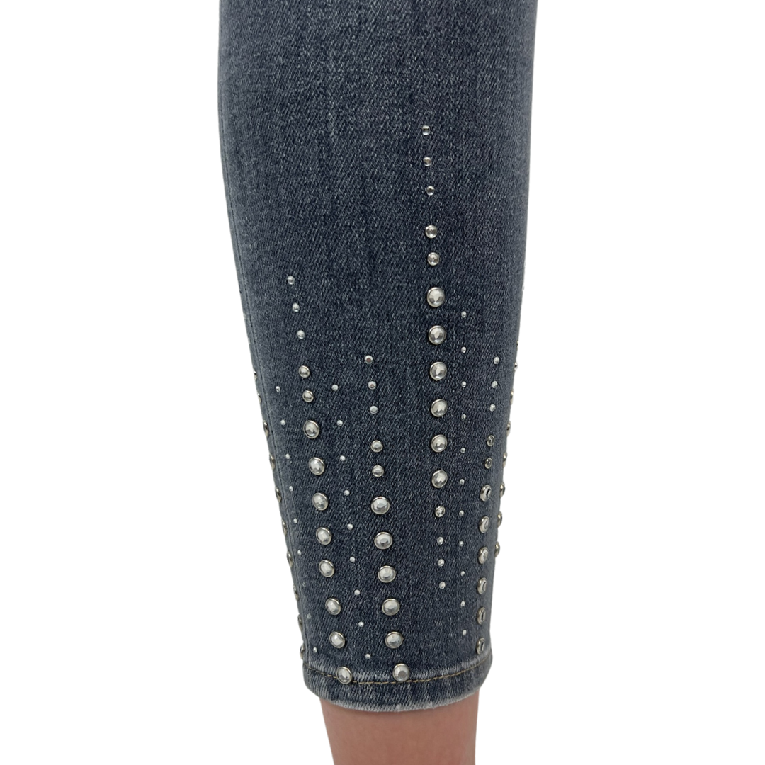 SEVEN Jeans grigio con strass