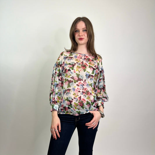 SPORTMAX Casacca in voile di seta fiorata
