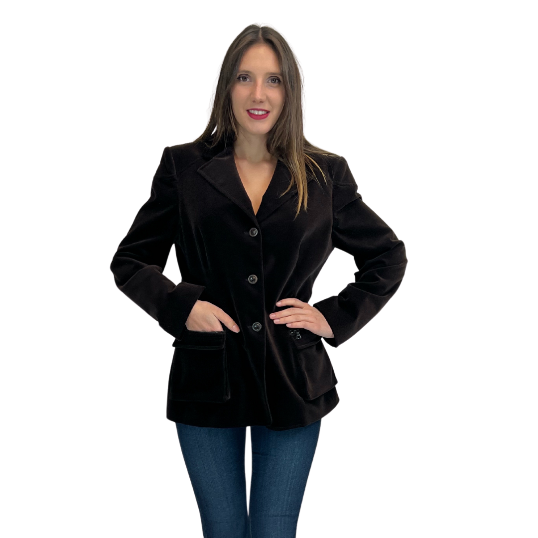 STUDIO CANTARELLI Blazer in velluto liscio marrone