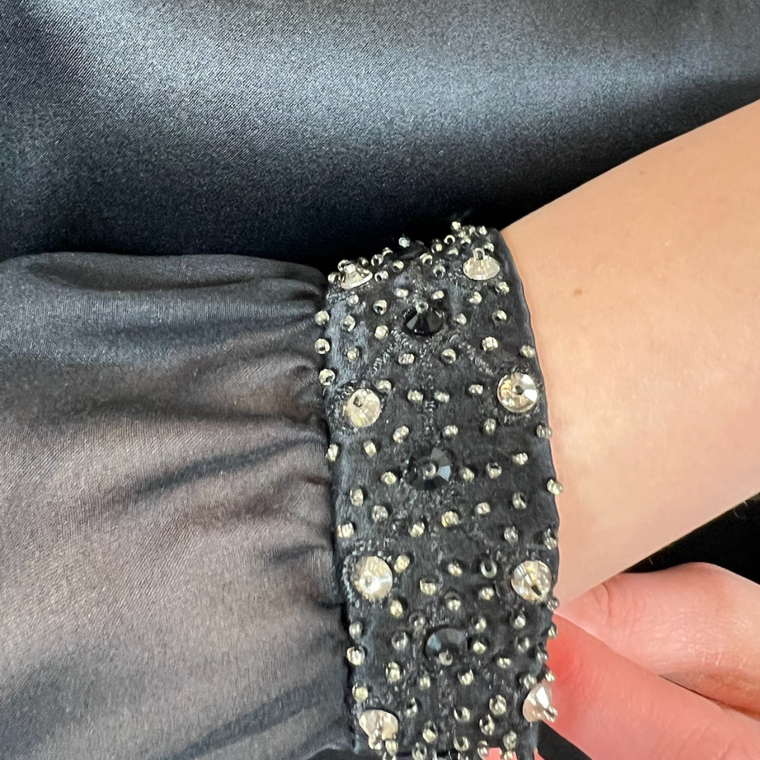 TEMPERLY LONDON Casacca in seta nera con strass