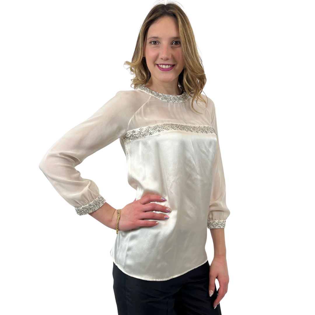 TEMPERLY LONDON Casacca in seta panna