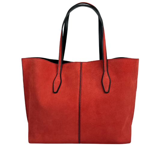 TOD'S Borsa shopping grande scamosciata rossa