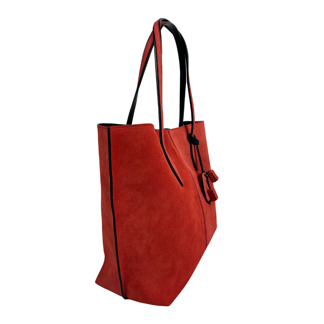 TOD'S Borsa shopping grande scamosciata rossa