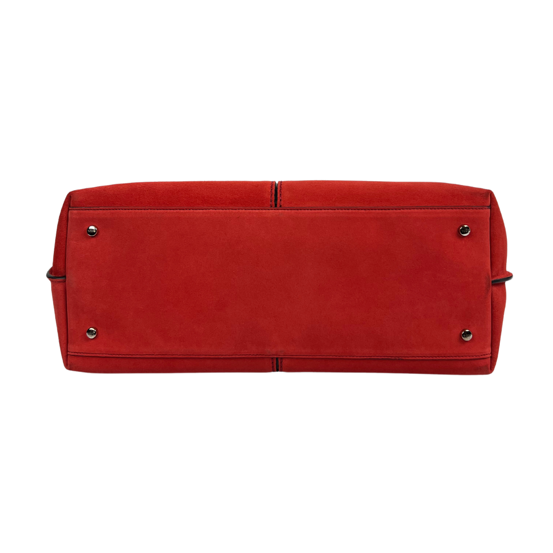 TOD'S Borsa shopping grande scamosciata rossa