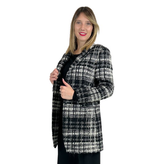 Tagliatore cappotto sfoderato nero e bianco check
