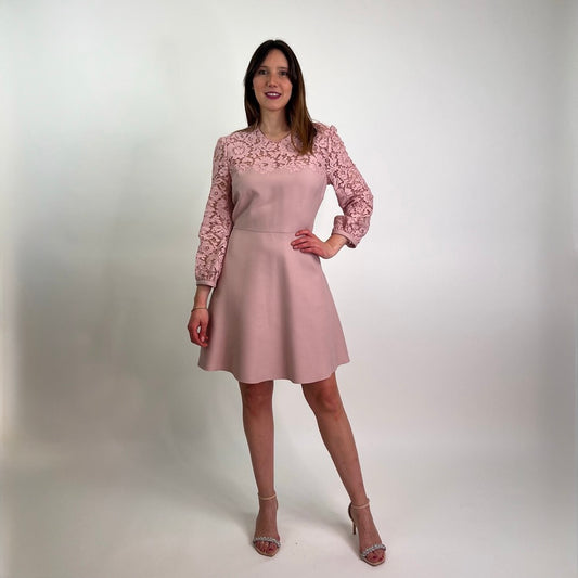 VALENTINO Abito rosa pallido con inserti in pizzo