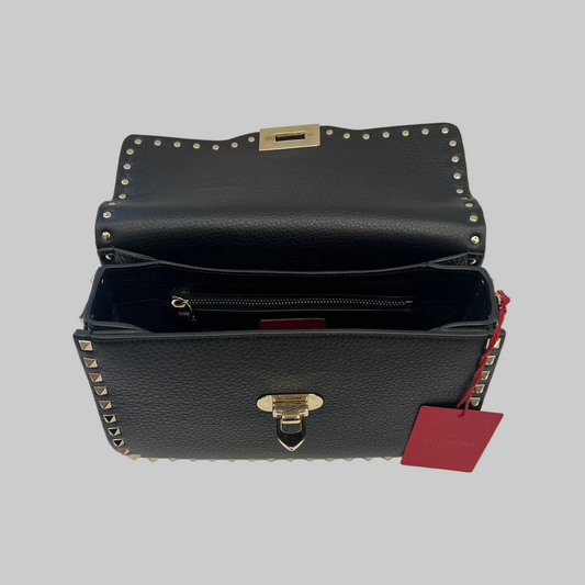 VALENTINO Borsa pelle nera "Rockstud Guitar Rolling"
