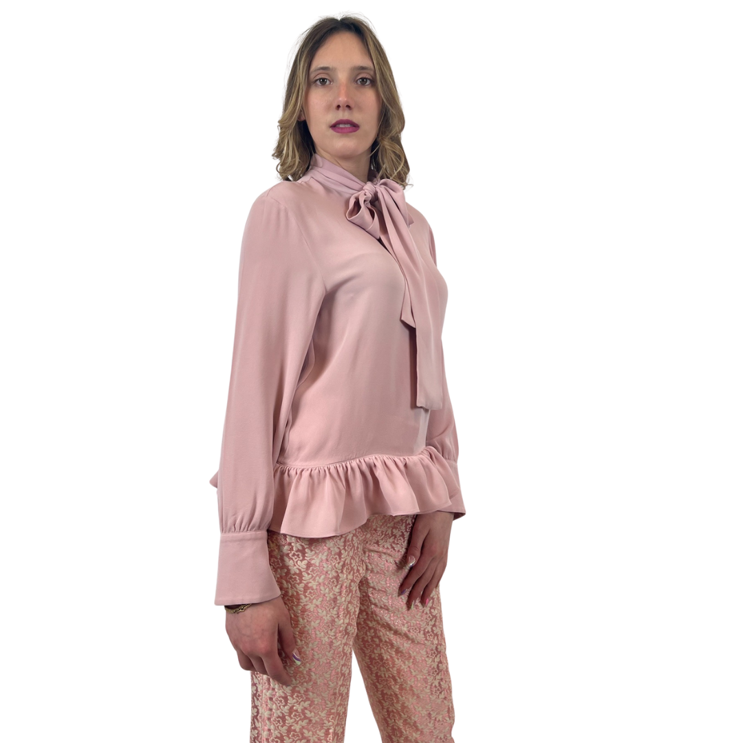 VALENTINO Casacca rosa con fiocco e volant