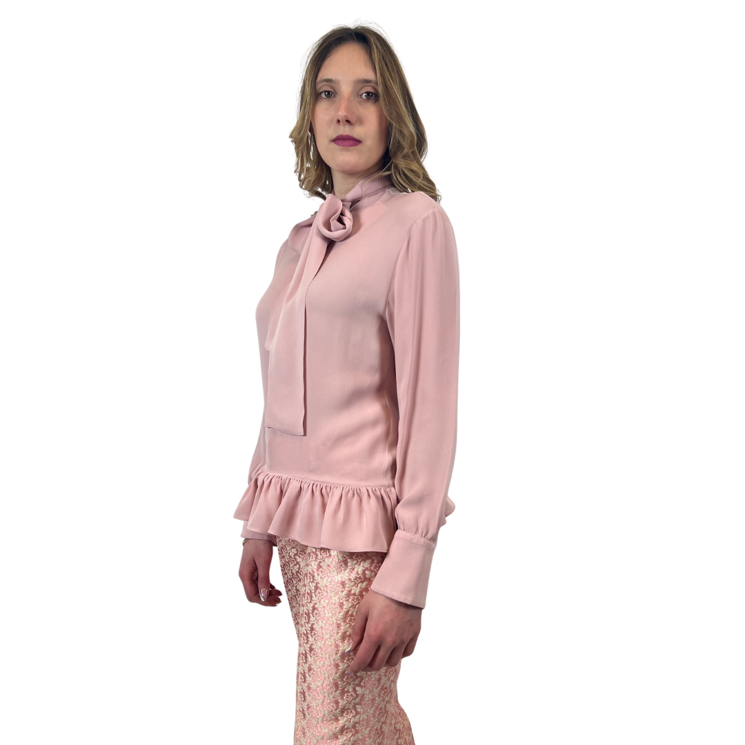 VALENTINO Casacca rosa con fiocco e volant