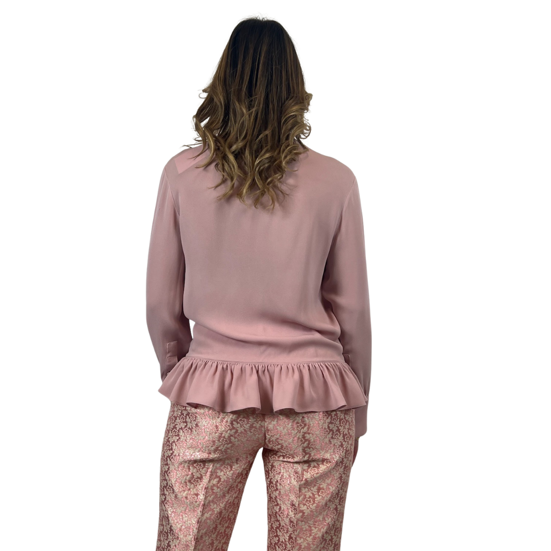 VALENTINO Casacca rosa con fiocco e volant