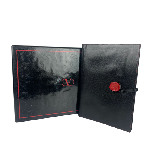 VALENTINO Porta documenti nero in pelle