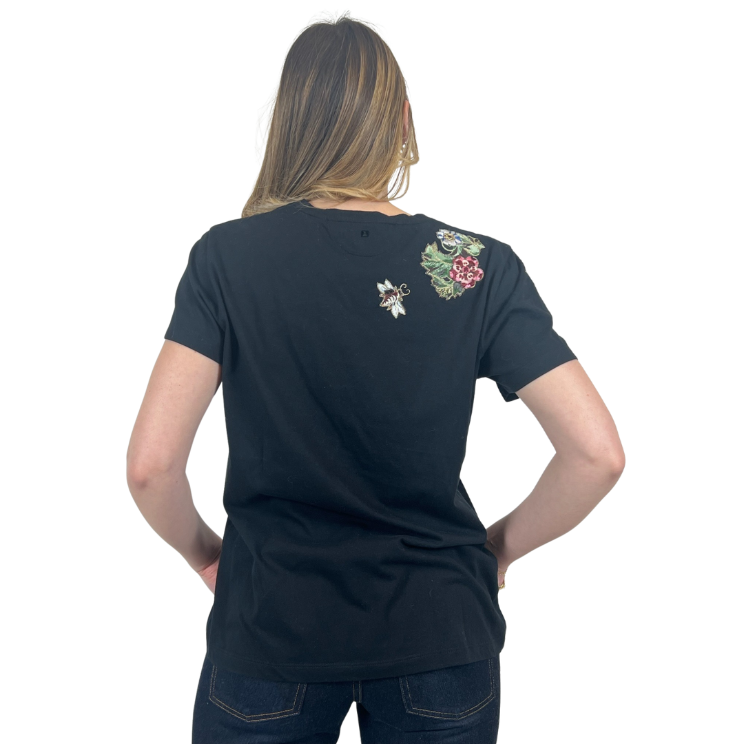VALENTINO T-shirt nera con animali ricamati