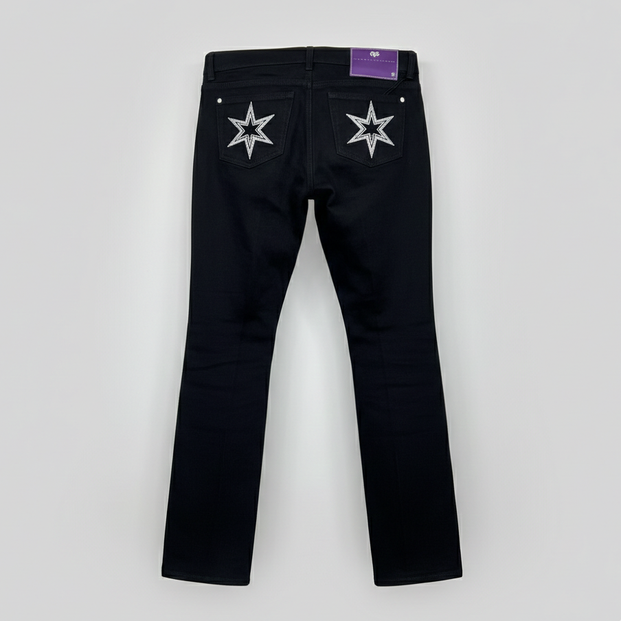 VICTORIA BECKHAM Jeans nero con stelle bianche