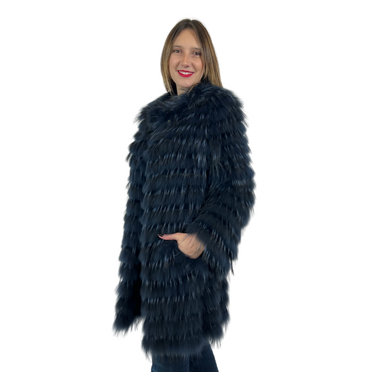 YVES SALOMON Cappotto in pelliccia di volpe blu