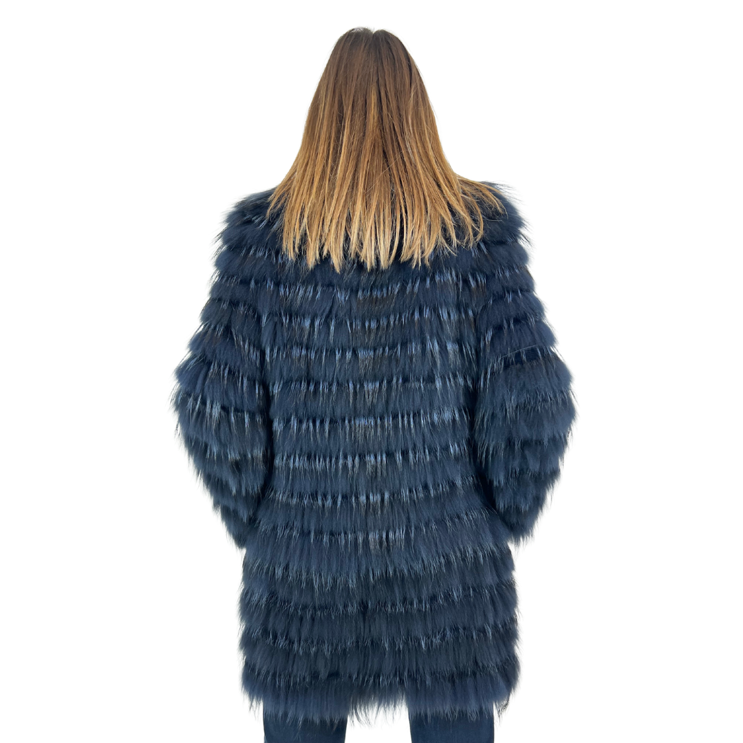 YVES SALOMON Cappotto in pelliccia di volpe blu