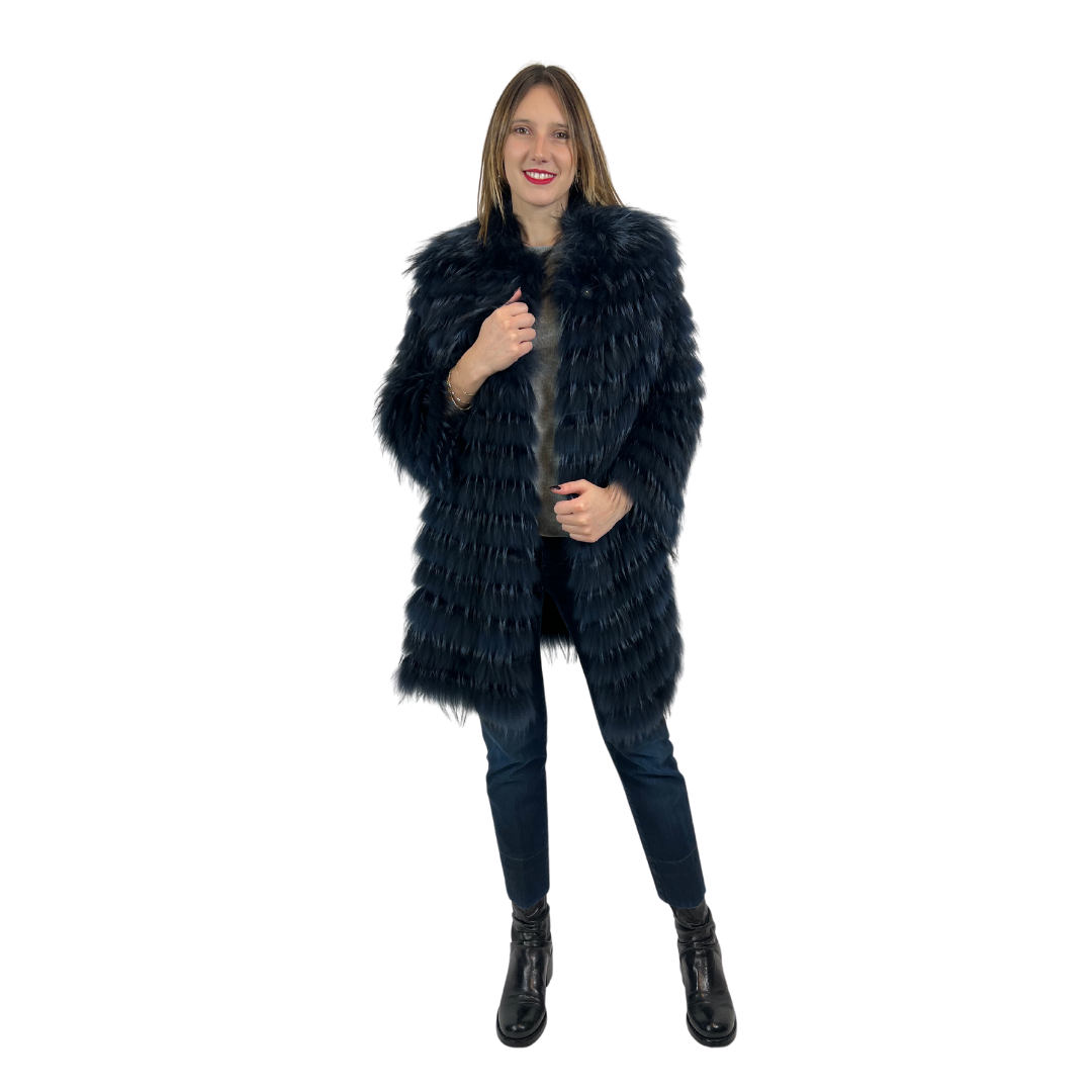 YVES SALOMON Cappotto in pelliccia di volpe blu