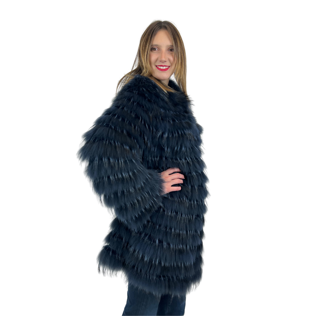 YVES SALOMON Cappotto in pelliccia di volpe blu